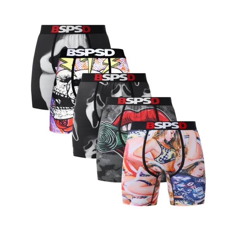 5Pcs Men Underwear Boxers Sexy Printed Man Boxershorts Breathable Man Panties Lingerie Plus Size Men Boxer Briefs Underpants