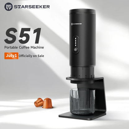 STARSEEKER S51 Portable Coffee Maker Travel Electric Capsule Espresso Machine With USB-C Wireless Heating Bottomless Extraction