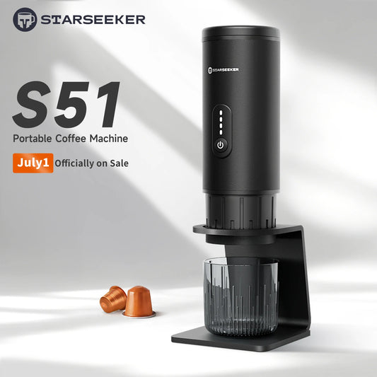 STARSEEKER S51 Portable Coffee Maker Travel Electric Capsule Espresso Machine With USB-C Wireless Heating Bottomless Extraction