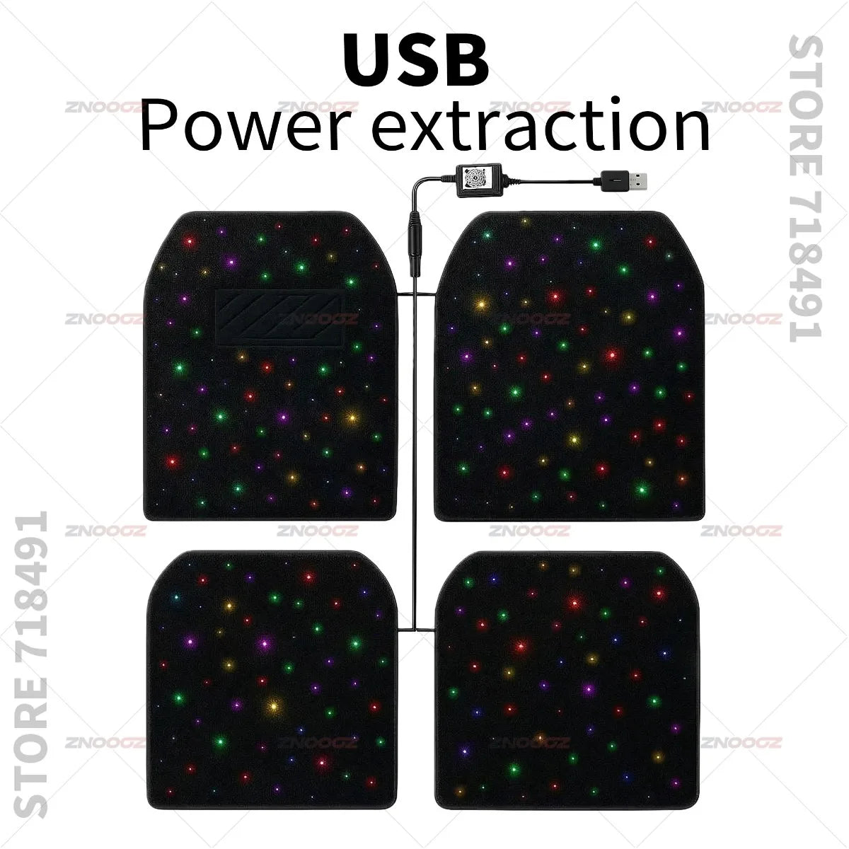 For Ford Super_Duty Expedition F-Series E-Transit Explorer Mustang Transit Ranger USB Car LED Starry Sky Foot Mat DIY Can Be Cut