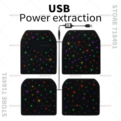 For Ford Super_Duty Expedition F-Series E-Transit Explorer Mustang Transit Ranger USB Car LED Starry Sky Foot Mat DIY Can Be Cut