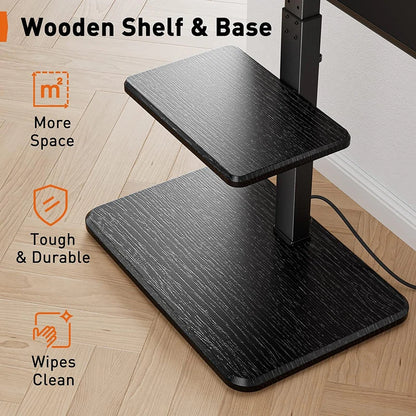 Rolling TV Stand Mobile TV Cart on Wheels for 32-65 Inch Flat Screen TVs Tall TV Floor Stand with Swivel Mount Corner TV Stands