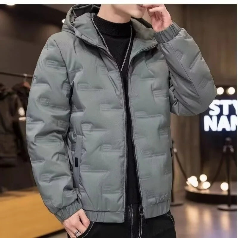 Hooded down jacket men's short winter 2025 new winter trendy brand trendy cool thick winter coat