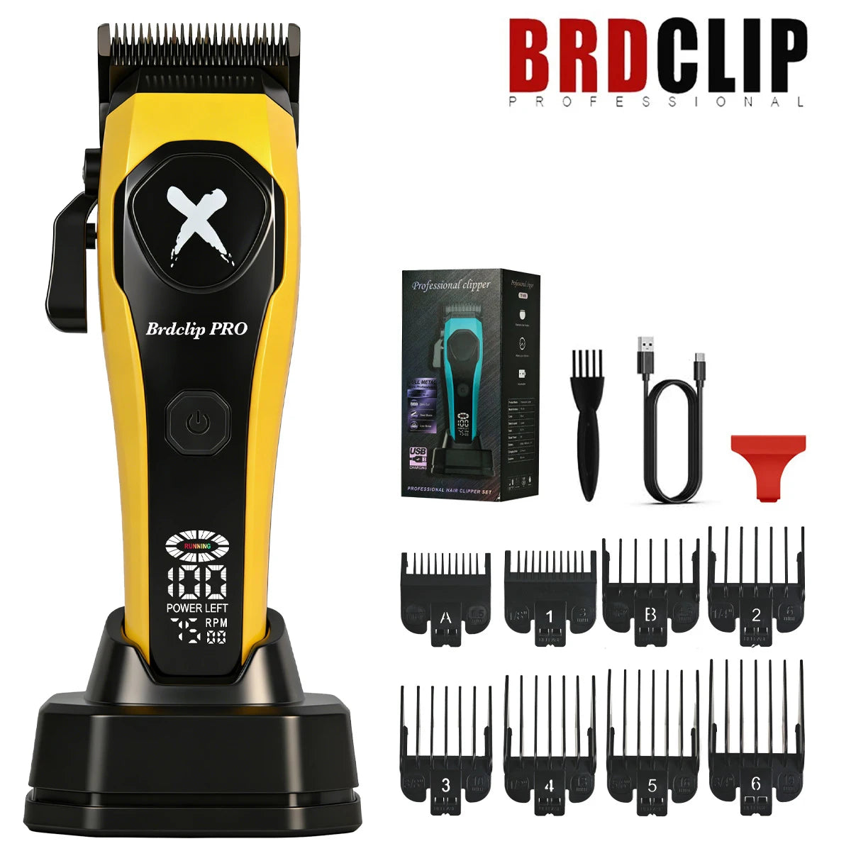 BRDCLIP 619 339 Hair Clippers Cordless Clippers Barber Electric DLC T-Blade Trimmer Portable Detail Trimmer LED Trimmer for Men