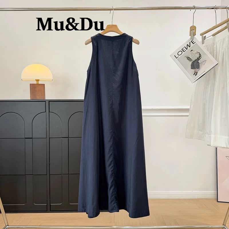 Elegant V Collar Party Dress Women's Fashion Loose Summer New Vacation Long Skirt Sleeveless Dresses Retro Vestidos