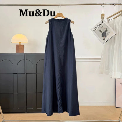 Elegant V Collar Party Dress Women's Fashion Loose Summer New Vacation Long Skirt Sleeveless Dresses Retro Vestidos