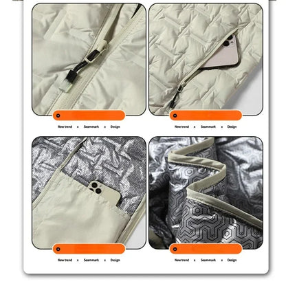 Men Graphene Down Jacket Winter Solid Color Lightweight Short Coat Casual Outdoor Puffer Jacket