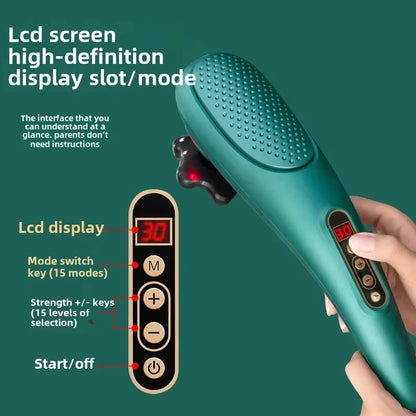 Ergonomic Grip Handheld Massage Device LCD Screen Display Rechargeable Body Relax Massager