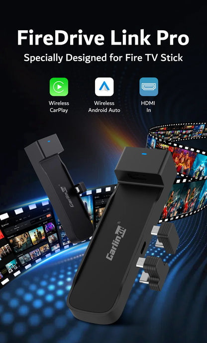 CarlinKit FireDrive Link Pro Wireless CarPlay Adapter for Amazon Fire TV Stick HDMI Android Auto Car TV Mate Video Streaming Box