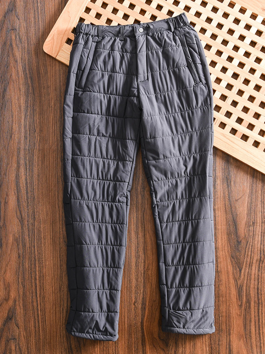Thickened Quilted Men's Cotton Pants Fleece Lined Casual Long Trousers Warm Winter Autumn Wear Comfortable Breathable