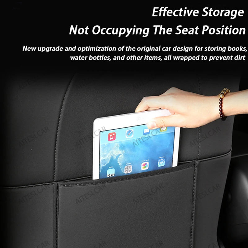Car Seat Back Protective Mat For Tesla Model 3 / Y Full Seat Anti Kick Pad Leather Anti Scratch Protector Mats Car Accessories