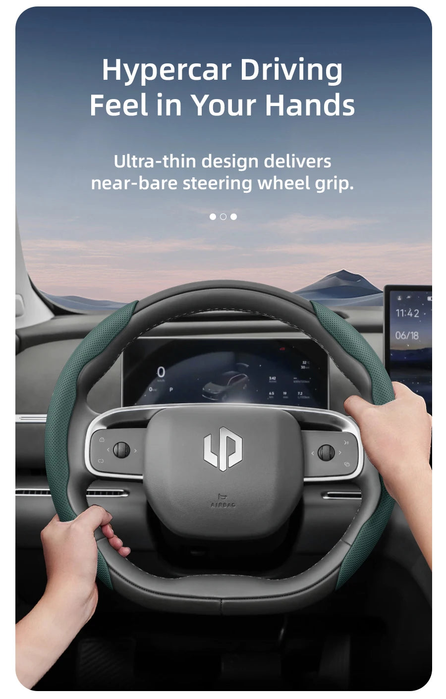 Suitable for Leapmotor Breathable Leather Steering Wheel Cover with Segmented Quick-Release Design, Non-Slip and Durable, for Models T03 C10 B10 B05 B03X C16 C11 C01, Etc., in Black, Bright Red, and Green