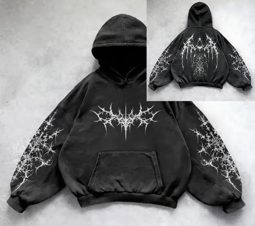 Fashionable Hoodie Sweatshirt Women's Harajuku Style Printed Front Back Hooded Top Ladies Casual Streetwear Polyester Fiber