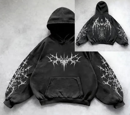 Fashionable Hoodie Sweatshirt Women's Harajuku Style Printed Front Back Hooded Top Ladies Casual Streetwear Polyester Fiber