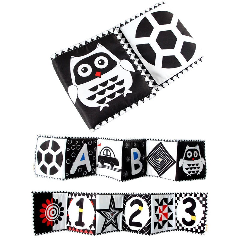 Newborn Sensory Toys For Babies Educational Baby Book Crib Toys Black White Baby Toys Animal Cloth Book Baby Toys 0 12 Months