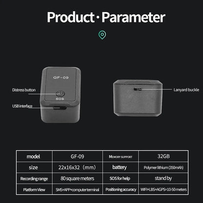 GF09 Mini GPS Tracker Car Locator App ControReal Time Tracking Location  RecordingAnti-lost Positioner Device For Child