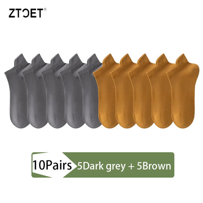 10Pairs Men Combed Cotton Socks Mesh Antibacterial Breathable Fashion Black High Quality Man Sock New For Male Size EU38-45