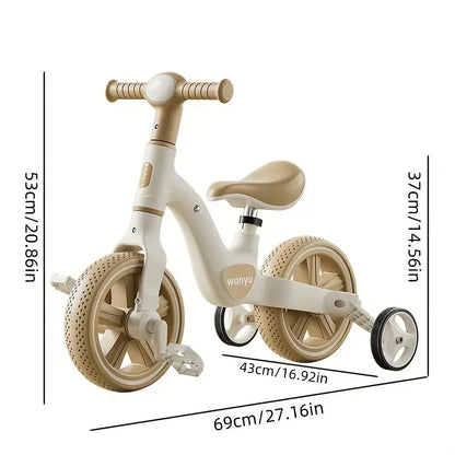 2-in-1 Kids Balance Bike Kids Trike with Training Wheels Removable Pedal Headlight Adjustable Seat Lightweight Scooter for Kids