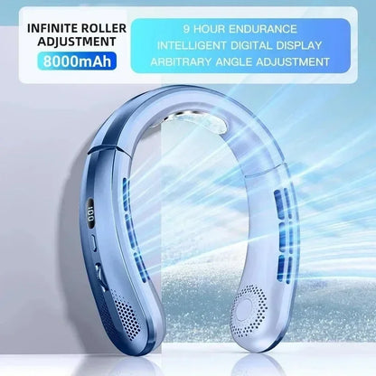 Lenovo Hanging Neck Fan LED Digital Display 8000mAh Portable Bladeless USB Rechargeable Mute Electric Air Cooler