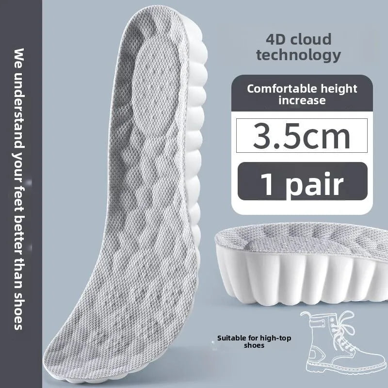 Elevated Insole Shoe Insert Hard Bottom Unisex Invisible 2cm Heightening Pad Comfortable All-Season Footwear Accessory