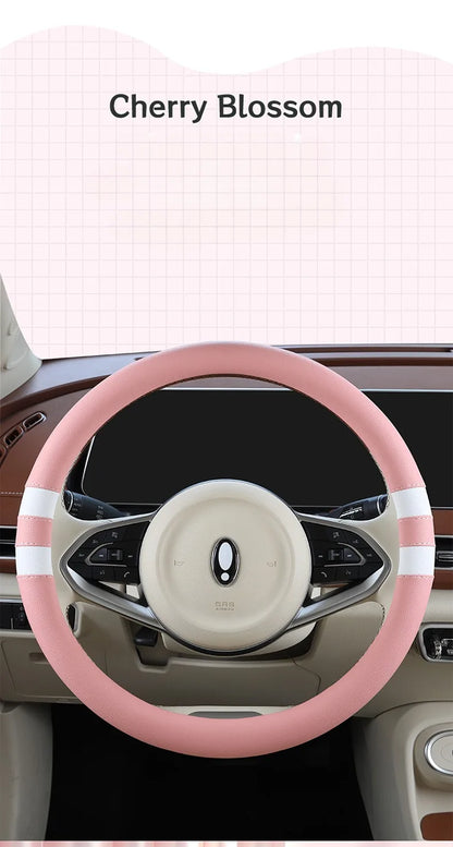 Car Steering Wheel Cover for Women Girls Universal 14.5-15 Inch, Breathable , Non-Slip, Car Interior Accessories for Most Cars