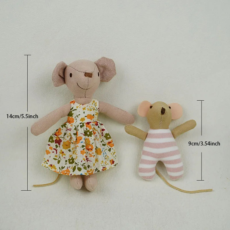 2/3 Pcs, 15/9.5 Cm Tall Interchangeable Mouse Dolls for Dollhouse Miniature Scene Decoration, Christmas and New Year Gifts