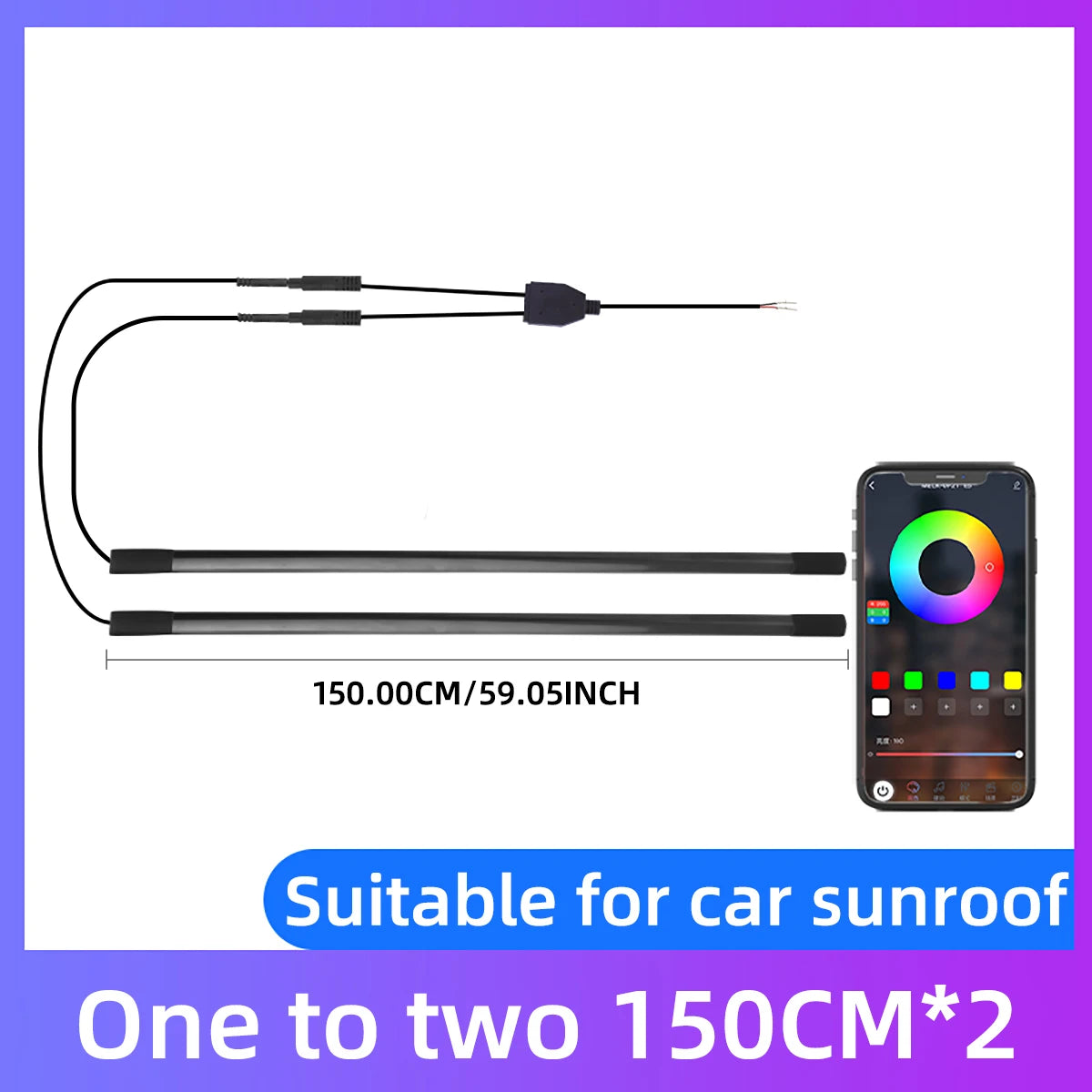 150cm Sunroof LED Strip Symphony Ambient Lamp RGB Car Roof Panoramic Skylight Ambient Streamer Lights Neon Lighting Universal
