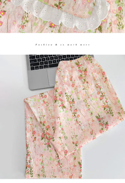 Cloud Cotton Sleepwear Set for Women Casual Spring Autumn Long Sleeve Long Pants Home Clothes  Plant Floral Print