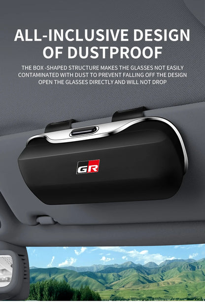 Car Eyewear Case Box Sunglasses Holder Sun Visor Storage Protective Frame Box Glasses Clip For Toyota GR Sport Rav4 Yaris Camry