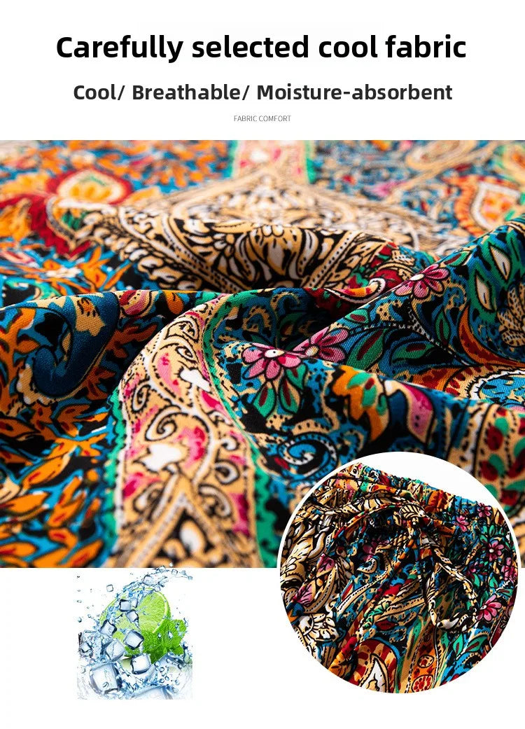 Summer Casual Loose Wide Leg Pants Women's Tie Dye Ink Ice Silk Loose Leopard Print Ethnic Style Long Pants Casual Trousers