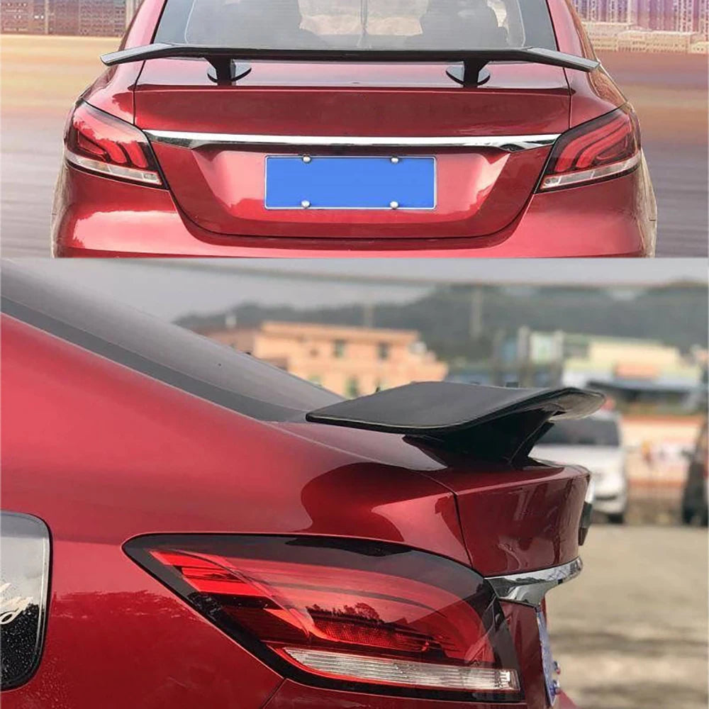 Three Box Sedan Car Universal Tail Wing Airplane Wing Modification Sport No Drilling Large Fixed Wing Carbon Fiber Pattern  ﻿