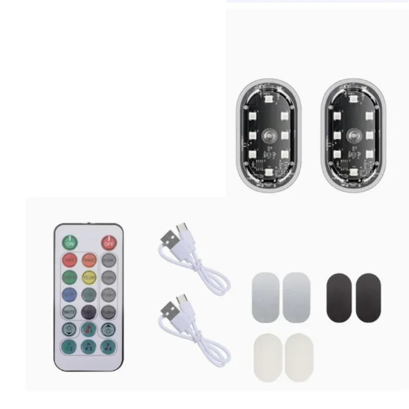 2/4pcs Multi Color Car Light Wireless Mini LED Touch Light with Remote Control Roof Light Sensor Read Lamp Car Interior Lighting