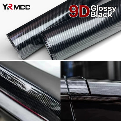 9D Carbon Fiber Vinyl Wrap Film Gloss Black Anti Scratch Waterproof Car Stickers DIY Protective Film Universal Auto Accessories