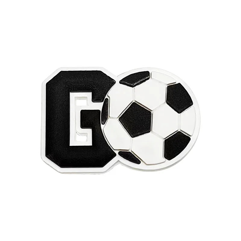 22-100Pcs Soccer Sport Series PVC Shoe Accessories Football Goal Slipper Buckle Charms DIY Kids Favorite Wristband
