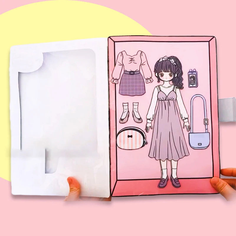 【BS】Cute Girls Quiet Book Dress UP Sticker Book Toy DIY Handmade Toys Materials Pack Kid Educational Anti-Stress Toy
