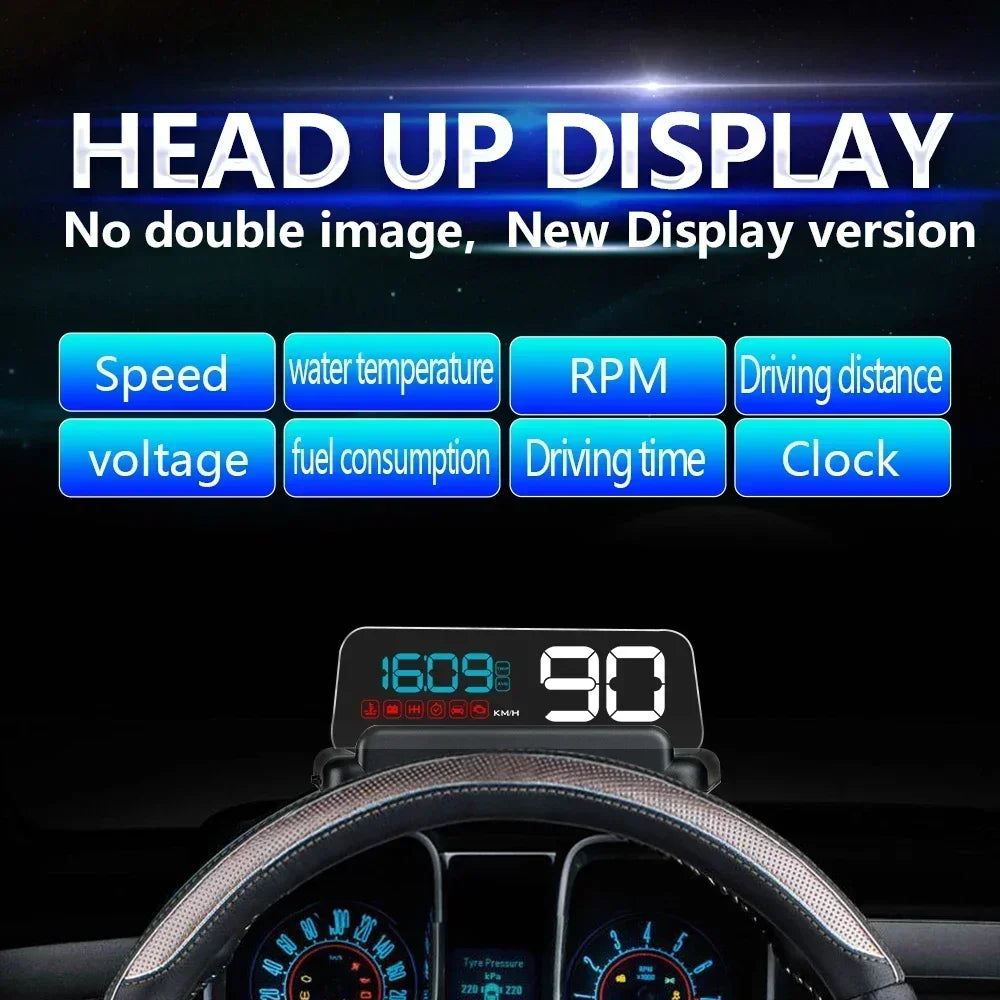 C500 BLUE OBD /T900 GPS HUD Gauge Display Car Head Up Display LCD Car Turbo Gauge Digital Odometer Universal Speed On-board Comp