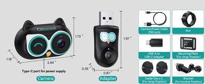 Ottocast Mini Pico 2in1 Wireless CarPlay Dongle Car Baby Safety Camera Pet Back Seat Camera Child Car Monitor For 99% of the car