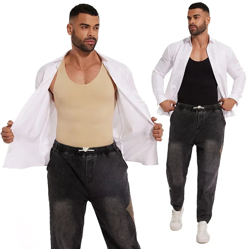 Men Full Body Shaper Underwear Slimming Compression Bodysuit Open Crotch Shapewear Tummy Control Male Corset Fajas Para Hombres