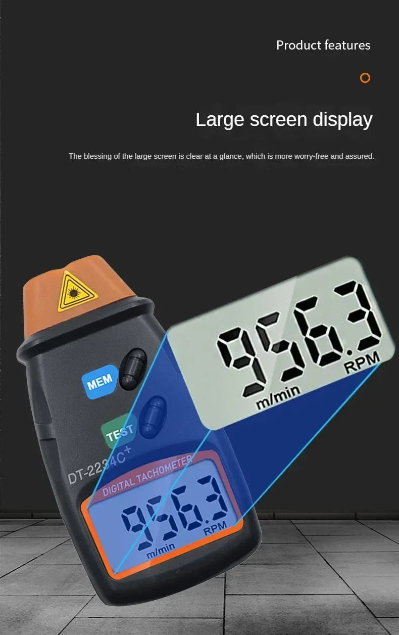 Dt2234C + Digital Laser Tachometer Rpm Meter Non-Contact 2.5RPM-99999RPM Lcd Display Speed Meter Dt2234C Tester Speed