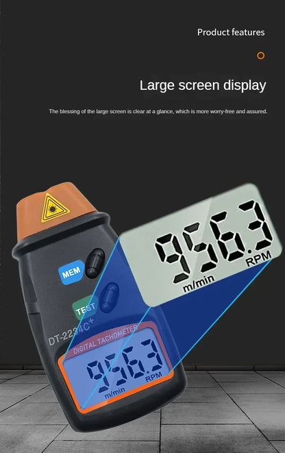 Dt2234C + Digital Laser Tachometer Rpm Meter Non-Contact 2.5RPM-99999RPM Lcd Display Speed Meter Dt2234C Tester Speed