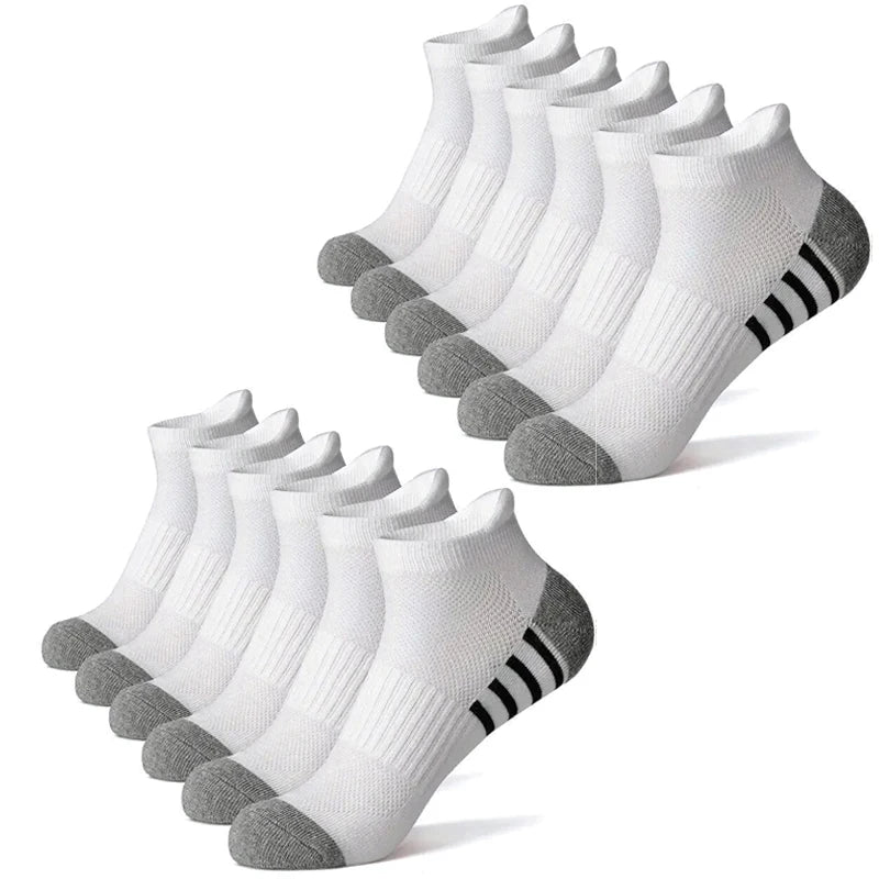 12Pairs Men's plus Size Sports Socks EU39-46 Breathable Comfortable Black White Leisure Outdoor Short Socks for Men