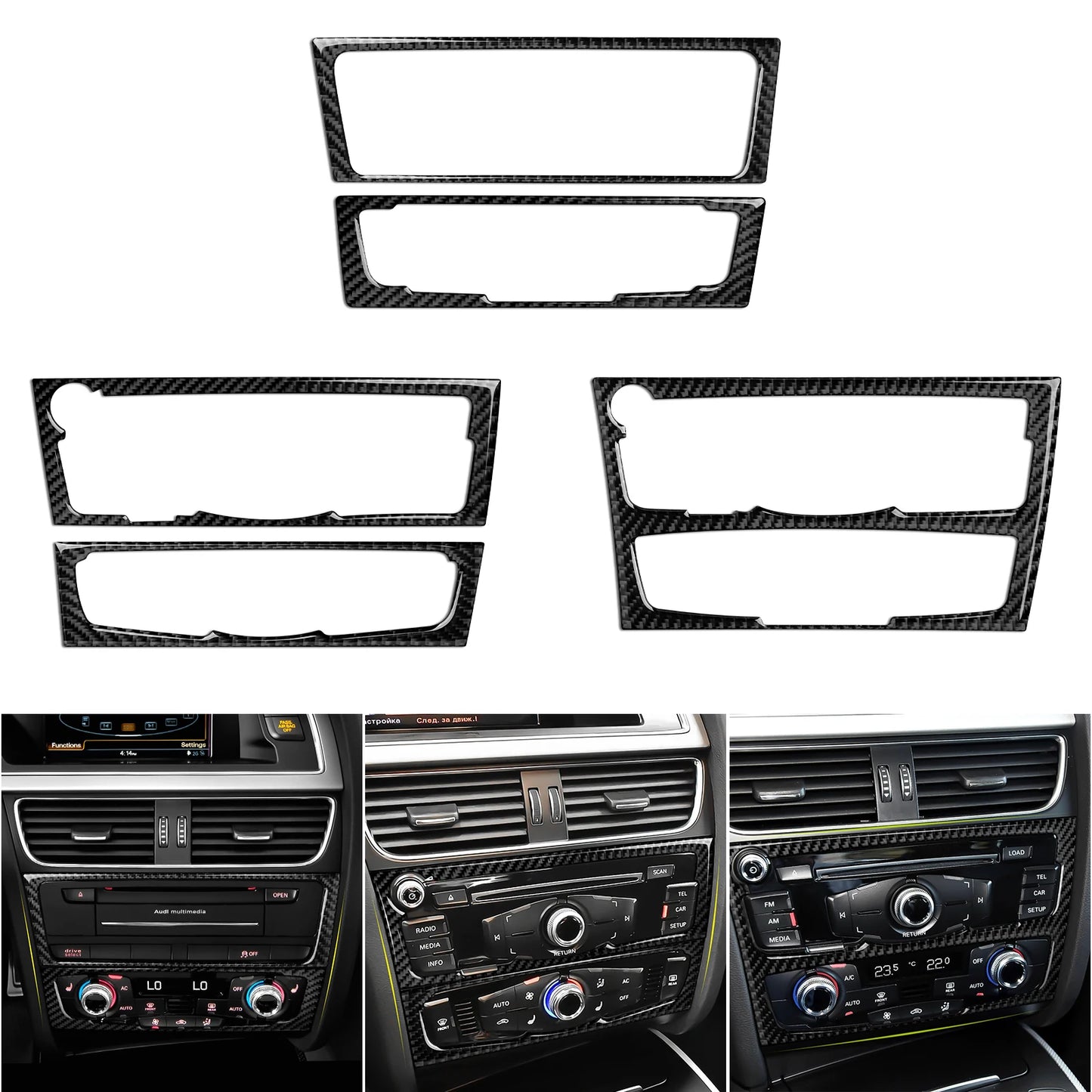 Car Center Console Gear Shift Panel Set, For Audi A4 S4 RS4 A5 S5 RS5 (2007-2016) Carbon Fiber Interior Sticker Trim Accessories