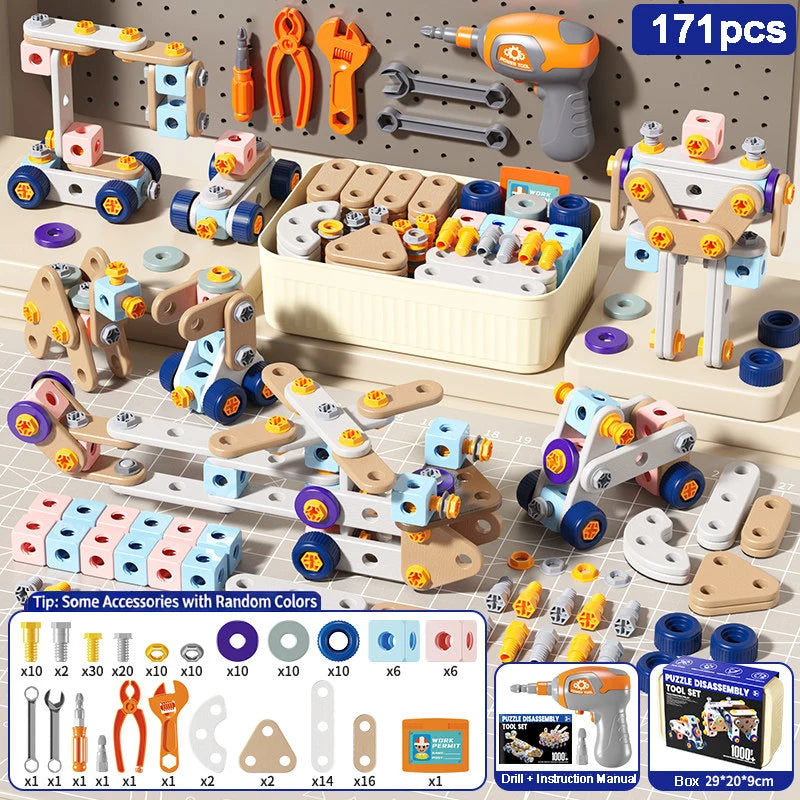 DIY Nut Hand Disassembly Assembly Puzzle Simulated Screwing Toolbox Early Educational Kids Toy Repair Tools Blocks Toys For Boys