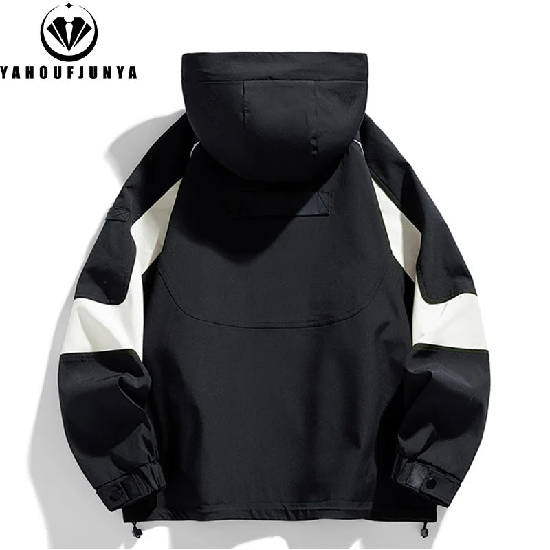 2026 Men Spring Autumn Outdoor Leisure Cargo Hooded Jacket Men Hiking Sport Windbreak Fashion Pocket Loose Jacket Coat Male Hots