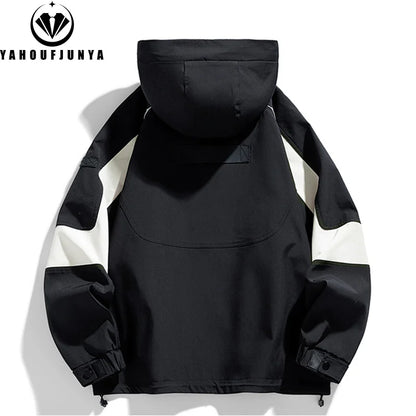 2026 Men Spring Autumn Outdoor Leisure Cargo Hooded Jacket Men Hiking Sport Windbreak Fashion Pocket Loose Jacket Coat Male Hots