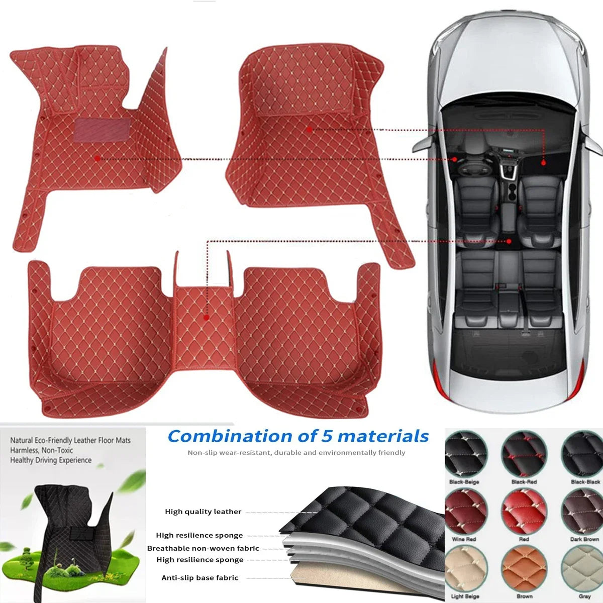 3D PU-leather Waterproof Custom Car Floor Mats For Toyota RAV4 2005-2025 Years Auto Carpets Coche Accessorie Liners
