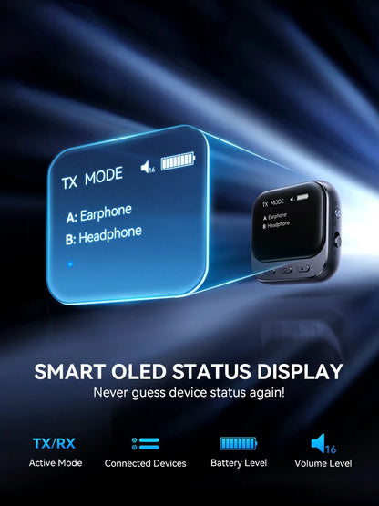 Joyroom Car Bluetooth 5.4 Receiver Transmitter 2-IN-1 AUX Car Bluetooth Adapter With LED Display TX/RX Dual Mode
