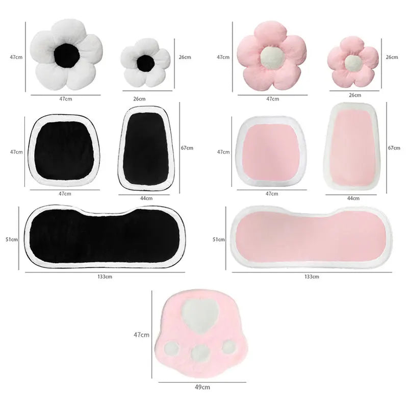 Winter New Cartoon Plush Car Cushion Simple Black White Thickened Anti Slip Women's Auto Seat Pad Cute Interior Modification