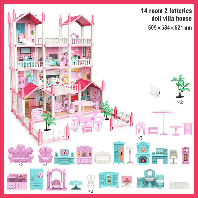 DIY Doll House Assembly Villa Castle Model Furniture Accessories Home Decoration Girl Role Play Educational Toy Birthday Gifts