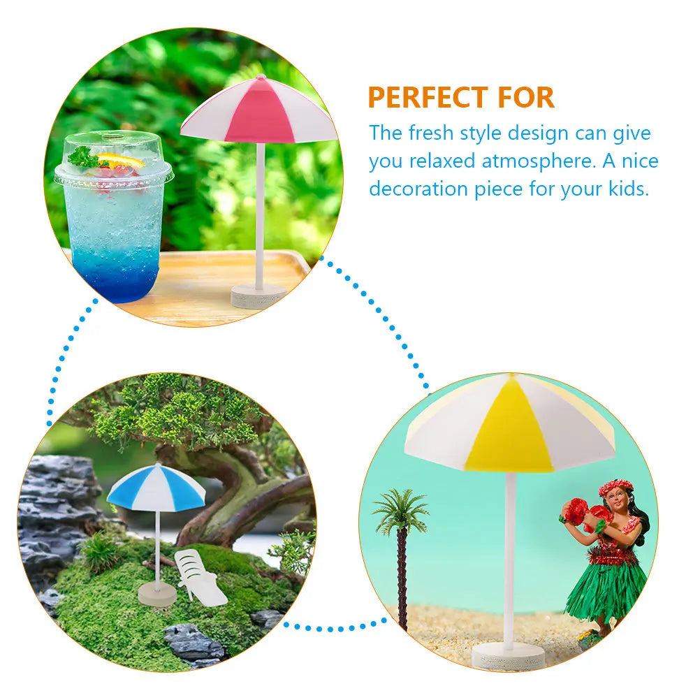 12Pcs Mini Beach Umbrella Decor Fresh Relaxing Style for Miniature House Furniture DIY Scenic Layout Micro Beach Accessories